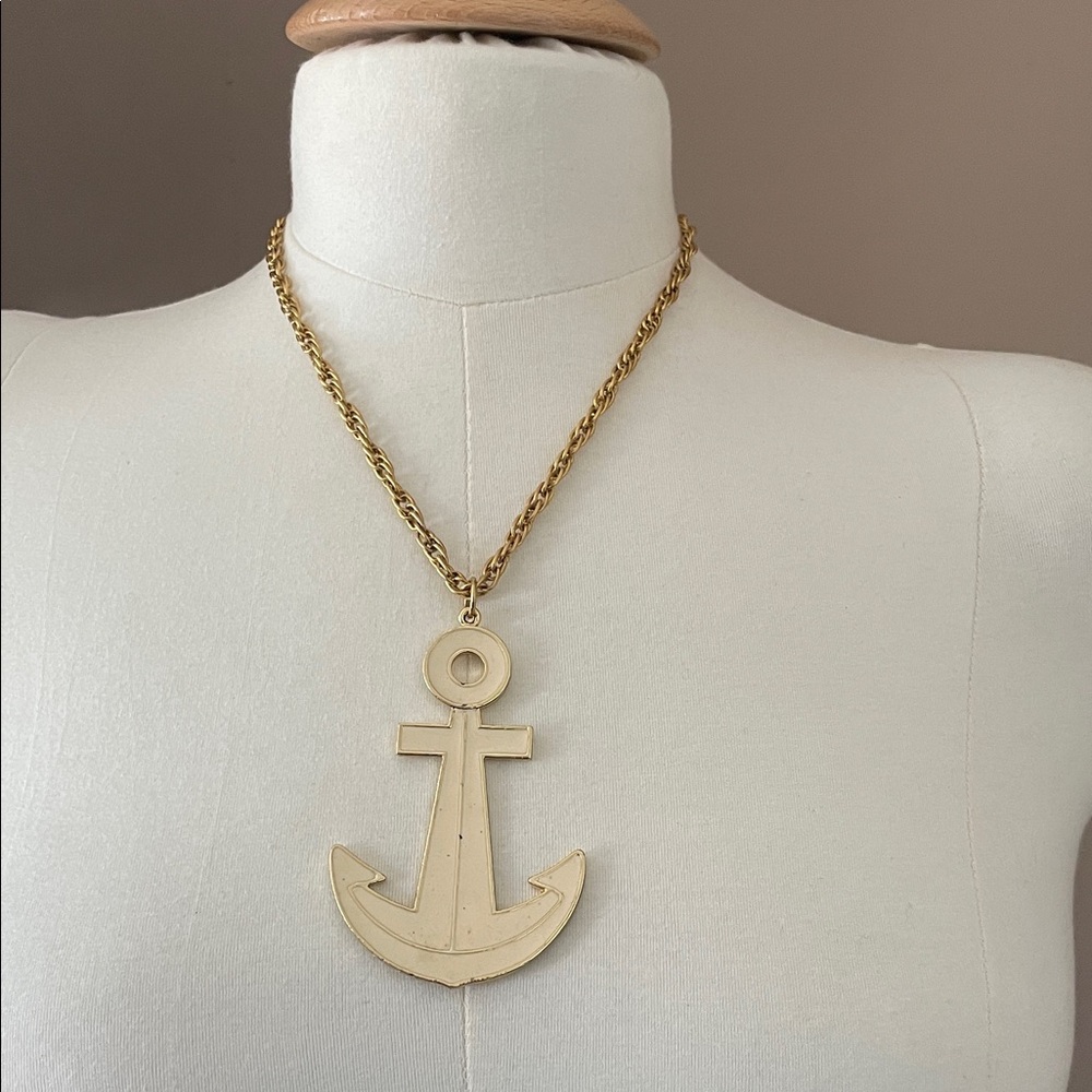 Vintage Pierre Lang Gold Anchor Pendant Necklace